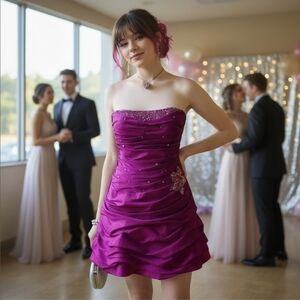 Cinderella Divine ✦ Bubble Mini Dress ✦ Magenta-Violet Lace-Up Back S